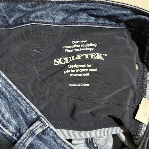 Athleta Sculptek Skinny Jeans Dark Wash Size 4 Style 338322 Raw Hem - Picture 9 of 9